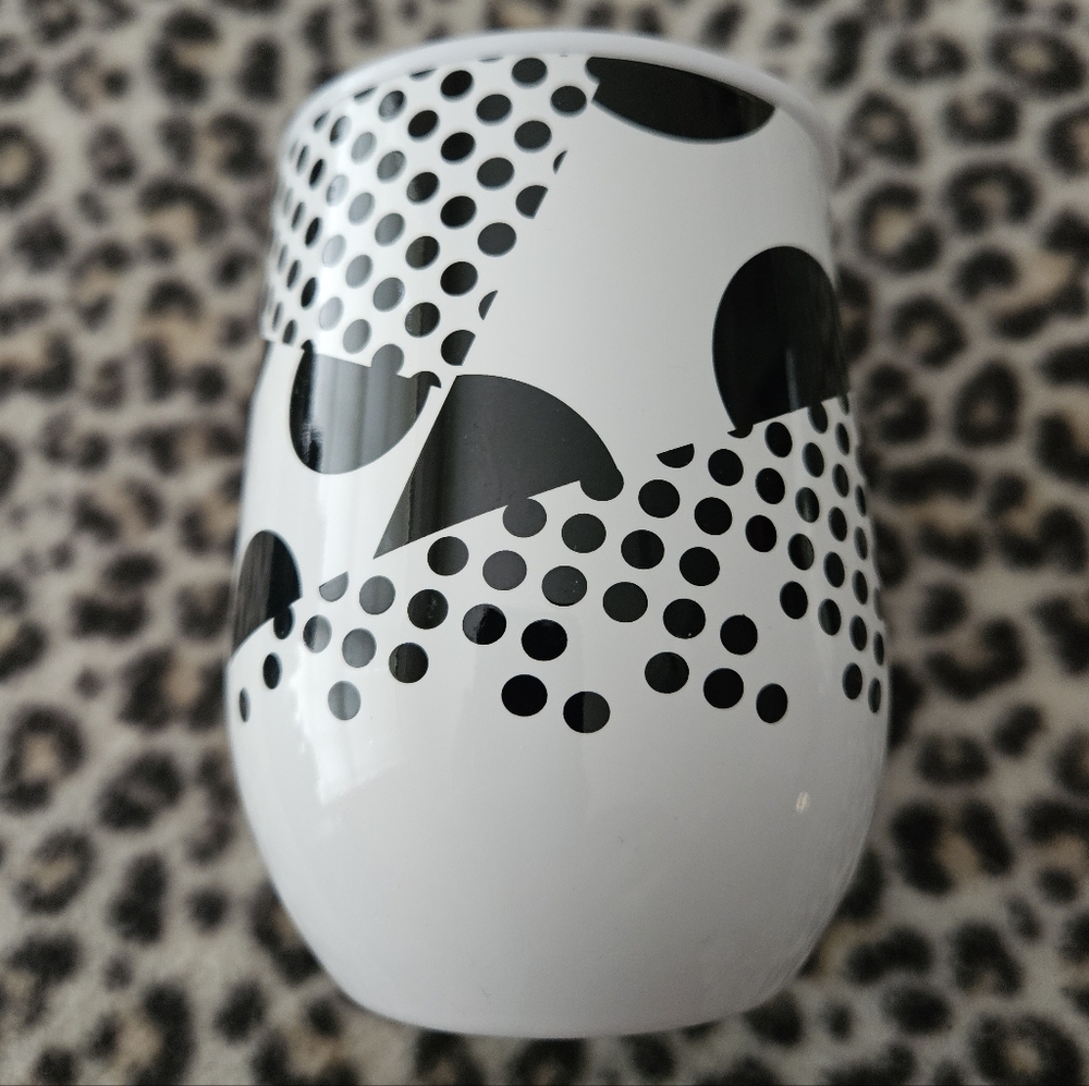 Corkcicle Monodot White And Black Stemless Cup Insulated Wine Tumbler, Like New - Picture 2 of 7